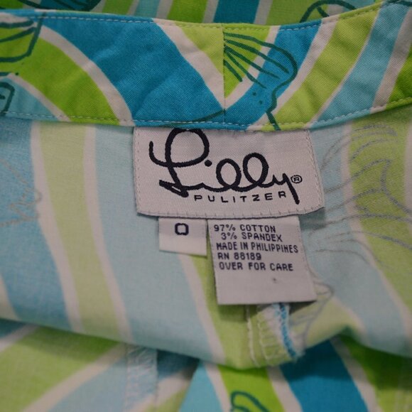 Lilly Pulitzer Cropped Pants Fish Makin Waves Nautical Beachy Preppy - Picture 2 of 4